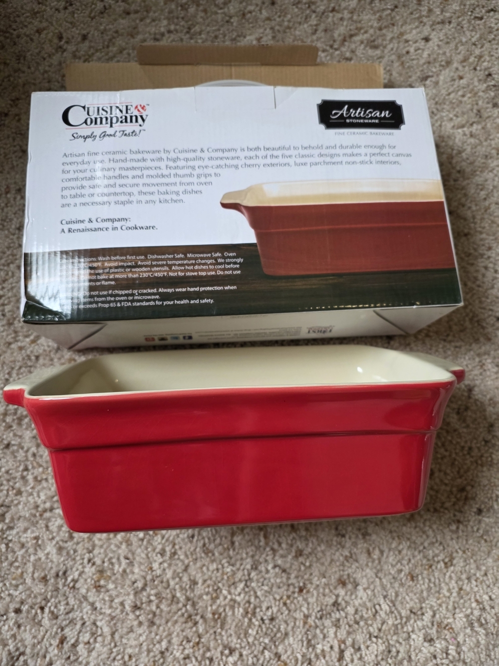 Artisan Red Ceramic Loaf Pan
